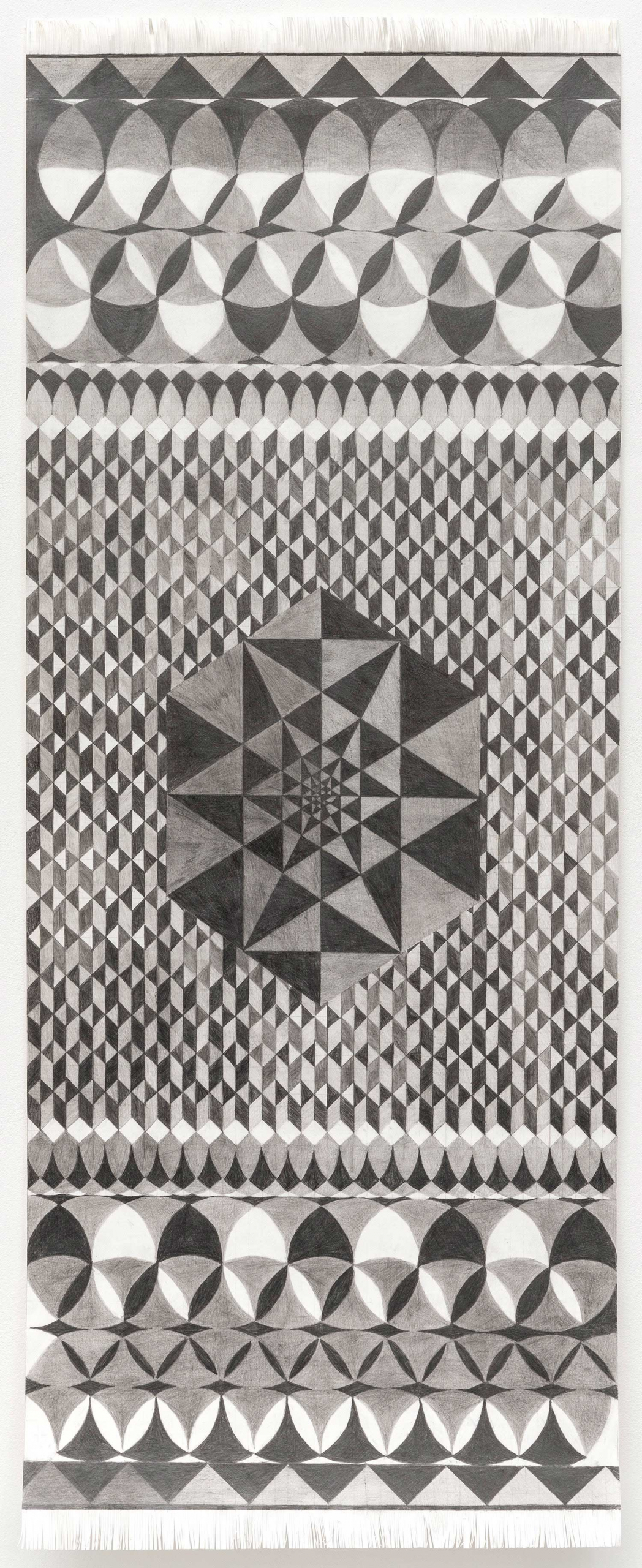 Maren Schimmer, „Wachsamer Läufer“, 2022, 116 x 45 cm, Bleistift auf Papier, Foto Helge Mundt